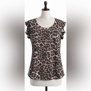 HEIMISH USA Animal Print Ruffle Sleeve Top
